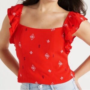 Sofia by Sofia Vergara Red Patterned Blouse